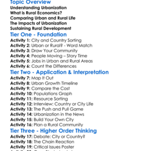 Urbanization And Rural Economics Worksheet Activity Booklet