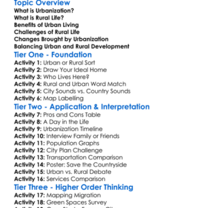 Urbanization And Rural Life Worksheet Activity Booklet
