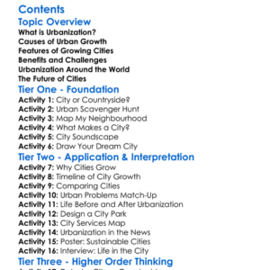 Urbanization And The Growth Of Cities Worksheet Activity Booklet
