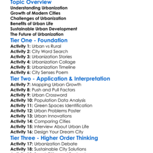 Urbanization In The Modern Era Worksheet Activity Booklet