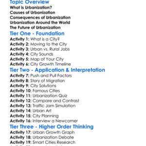 Urbanization Worksheet Activity Booklet