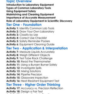 Use Of Laboratory Equipment Worksheet Activity Booklet
