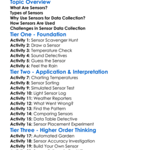 Use Of Sensors In Data Collection Worksheet Activity Booklet