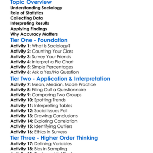 Use Of Statistics In Sociology Worksheet Activity Booklet