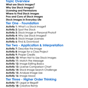Use Of Stock Images Worksheet Activity Booklet