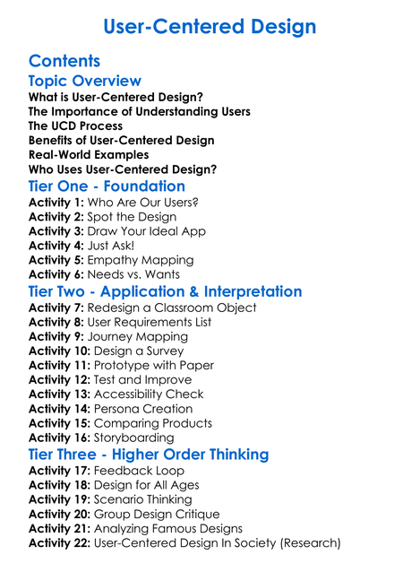 User-Centered Design Worksheet Activity Booklet