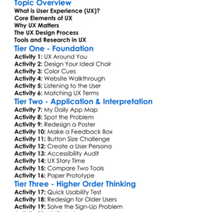 User Experience Fundamentals Worksheet Activity Booklet