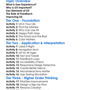 User Experience Ux Basics Worksheet Activity Booklet