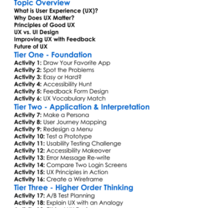 User Experience Ux Concepts Worksheet Activity Booklet