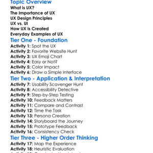 User Experience Ux Fundamentals Worksheet Activity Booklet
