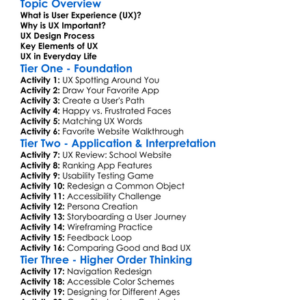 User Experience Ux Introduction Worksheet Activity Booklet
