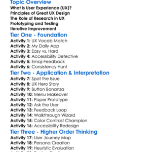 User Experience Ux Principles Worksheet Activity Booklet
