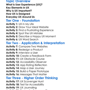 User Experience Ux Worksheet Activity Booklet