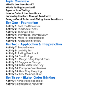 User Feedback And Testing Worksheet Activity Booklet