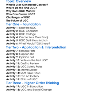 User-Generated Content Worksheet Activity Booklet