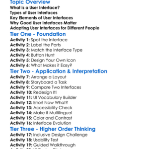 User Interface Basics Worksheet Activity Booklet