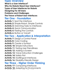 User Interface Design For Robots Worksheet Activity Booklet