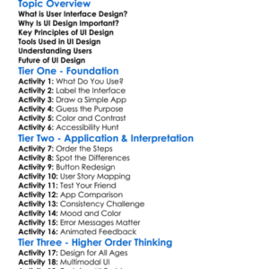User Interface Design Worksheet Activity Booklet