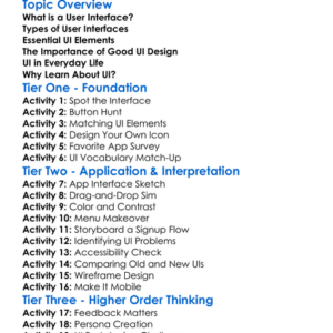 User Interface Ui Basics Worksheet Activity Booklet