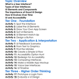 User Interface Ui Concepts Worksheet Activity Booklet