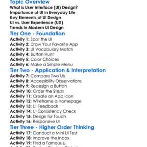 User Interface Ui Design Worksheet Activity Booklet