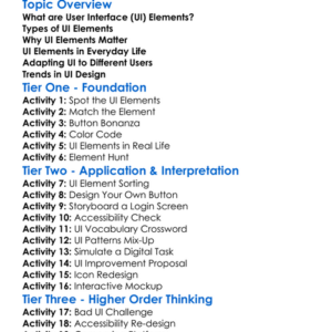 User Interface Ui Elements Worksheet Activity Booklet