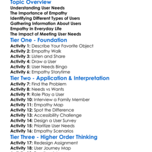 User Needs And Empathy Worksheet Activity Booklet