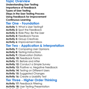 User Testing And Feedback Worksheet Activity Booklet