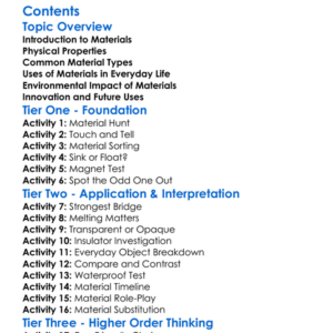 Uses And Properties Of Common Materials Worksheet Activity Booklet
