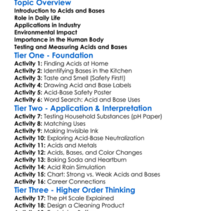 Uses Of Acids And Bases Worksheet Activity Booklet