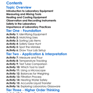 Uses Of Common Laboratory Equipment Worksheet Activity Booklet