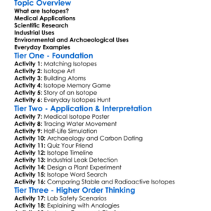 Uses Of Isotopes Worksheet Activity Booklet