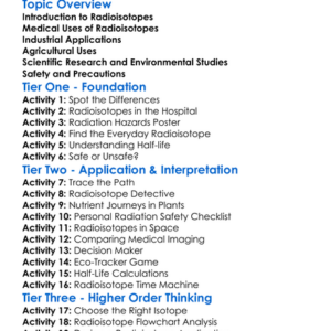 Uses Of Radioisotopes Worksheet Activity Booklet