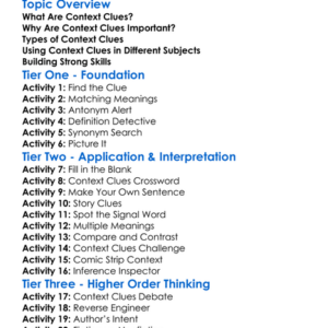 Using Context Clues Worksheet Activity Booklet