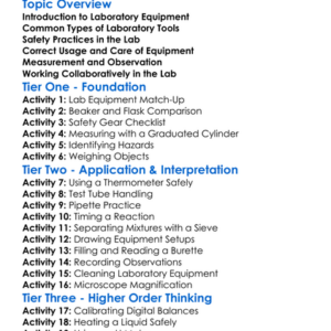 Using Laboratory Equipment Worksheet Activity Booklet