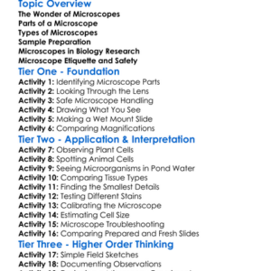 Using Microscopes In Biology Worksheet Activity Booklet