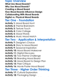 Using Mood Boards In Design Worksheet Activity Booklet