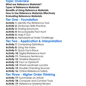 Using Reference Materials Worksheet Activity Booklet