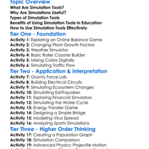 Using Simulation Tools Worksheet Activity Booklet