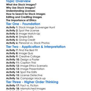 Using Stock Images Worksheet Activity Booklet