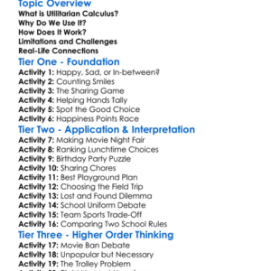 Utilitarian Calculus Worksheet Activity Booklet