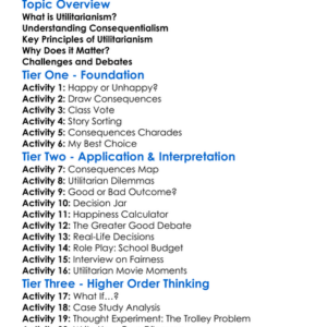 Utilitarianism And Consequentialism Worksheet Activity Booklet