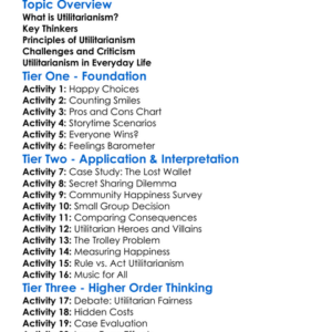 Utilitarianism Worksheet Activity Booklet