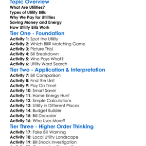 Utilities And Bills Worksheet Activity Booklet