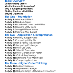 Utilities And Household Budgeting Worksheet Activity Booklet