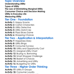Utility And Consumer Behavior Worksheet Activity Booklet