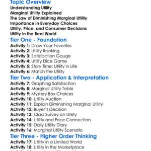 Utility And Marginal Utility Worksheet Activity Booklet