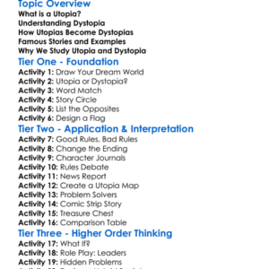 Utopia And Dystopia Worksheet Activity Booklet