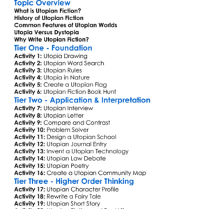 Utopian Fiction Worksheet Activity Booklet