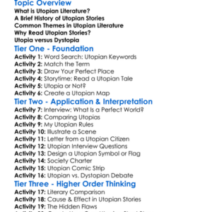 Utopian Literature Worksheet Activity Booklet